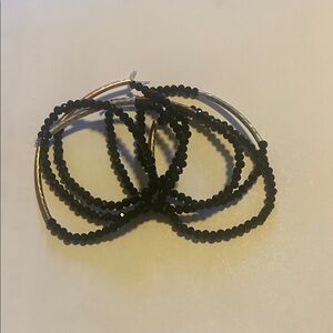 Elegant Black Beaded Bracelet Set